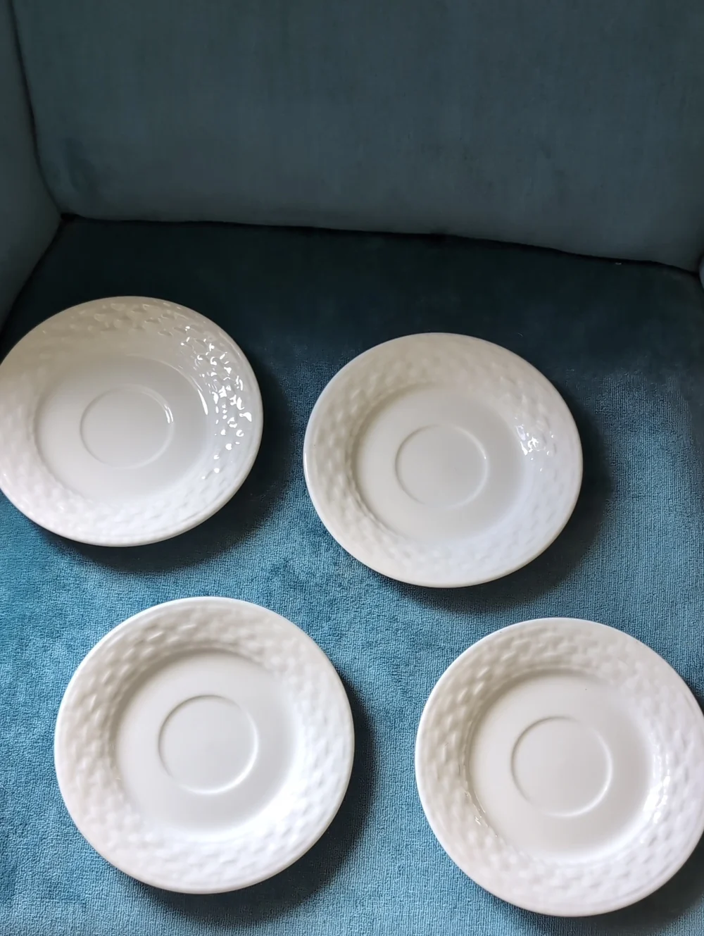 Gibson White Textured Ceramic Saucers - Set of 4
